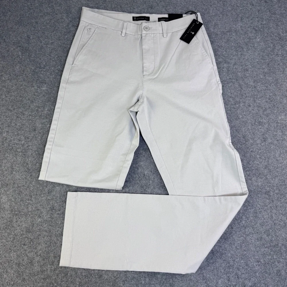 American Tall Carman Tapered Chino Pants Mens 32x36 Light Gray AM-PC-11021 NWT